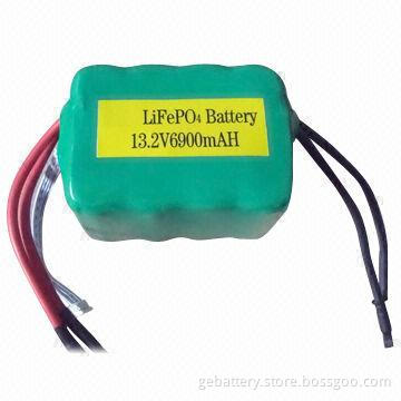 LiFePO4 battery pack, 13.2V 6,900mAh with 10C discharge current